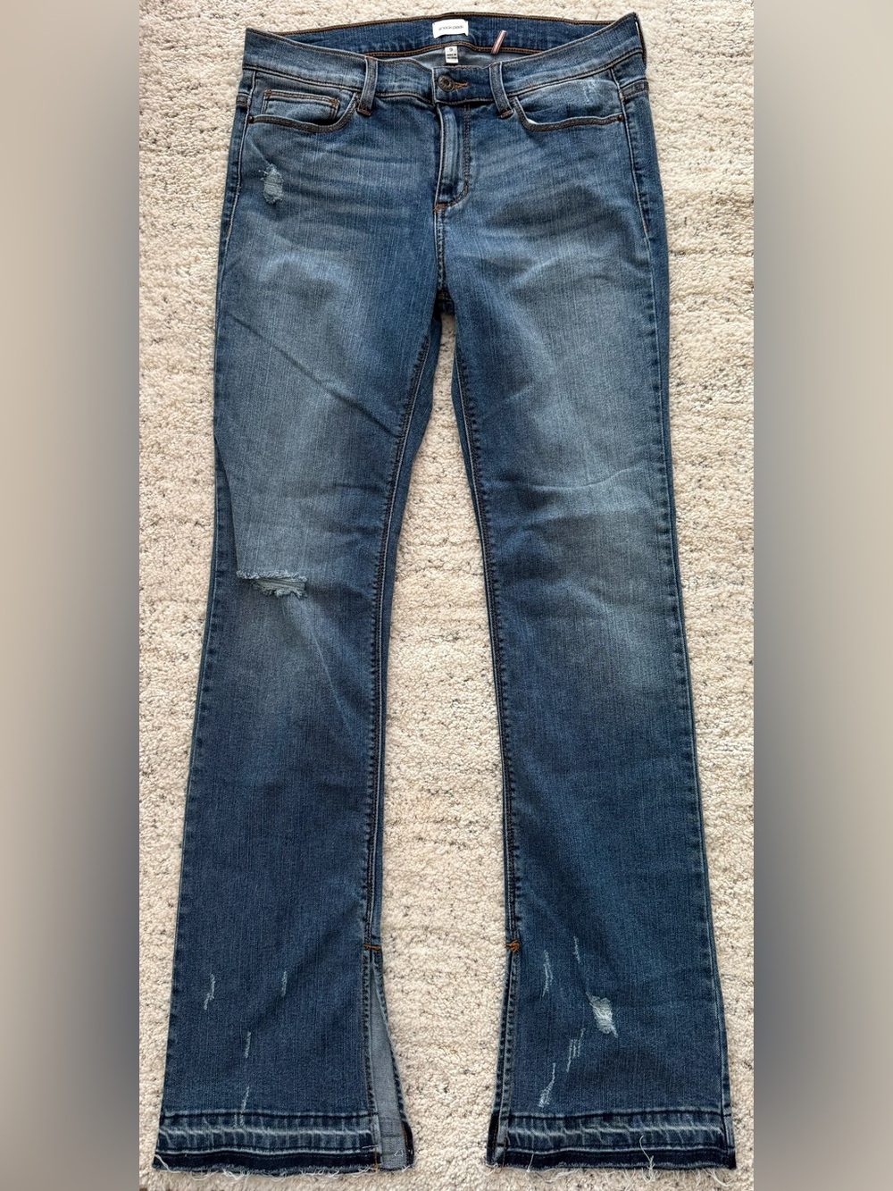 Sneak Peek Jeans Size 9 Bootcut Distressed Raw Hem Stretch Medium Wash Denim